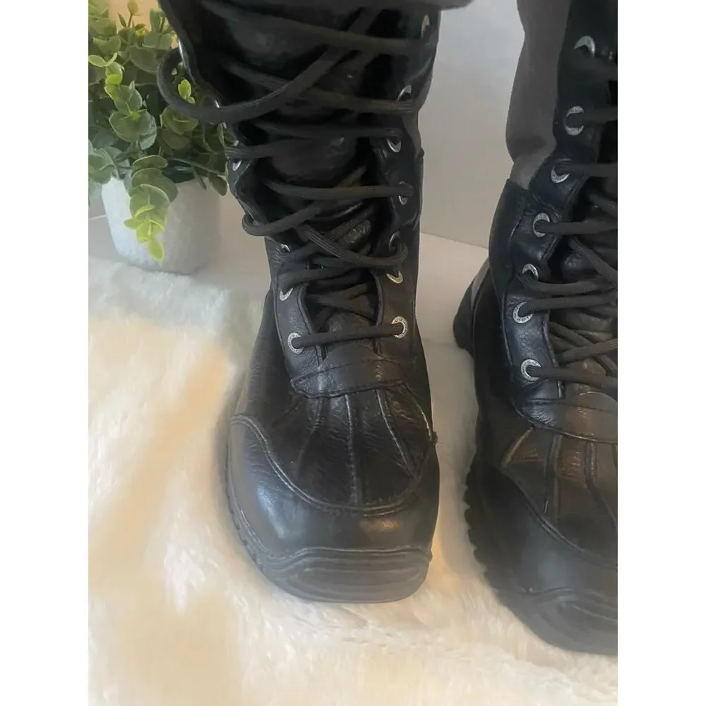 UGG Adirondack III Tall Boots Size 7 Black Grey Suede Leather Waterproof